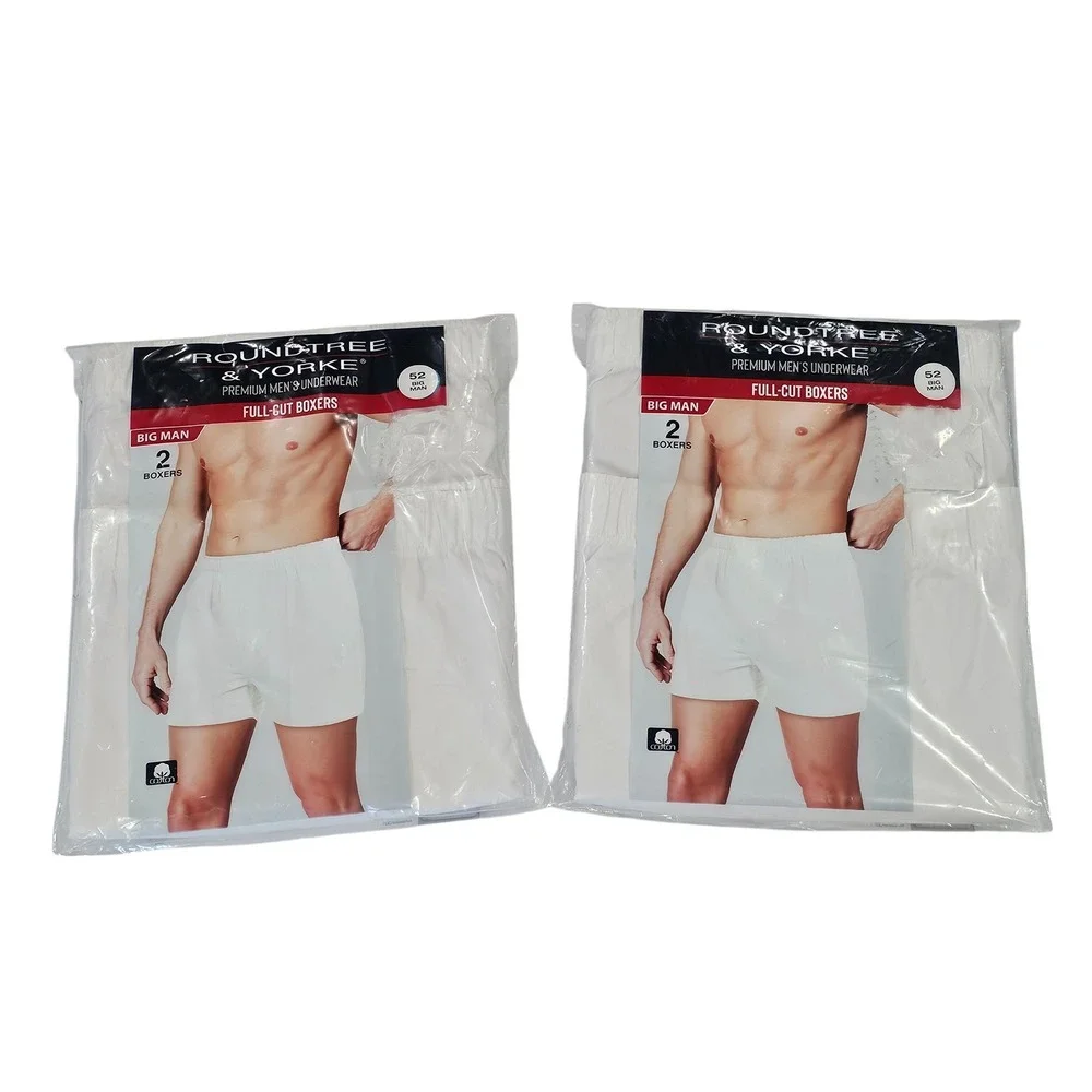 Lot of‎ 2 Big Man Boxers Size 52 Roundtree & Yorke (4 Pairs) Full-Cut Underwear